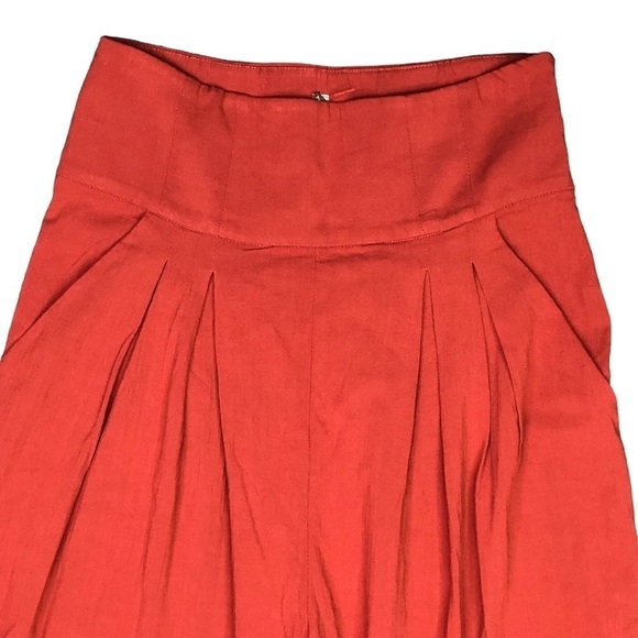 Free People Larissa Pant Terracotta Sunset orange high waist textured flowy 4 - Picture 4 of 8